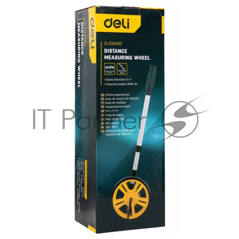 Измерительное колесо с механическим счетчиком Deli DL330060 150мм Точность:± 0,5%, значение деления:0,1 мм, Двухступенчатая алюминиевая масштабируемая рукоятка