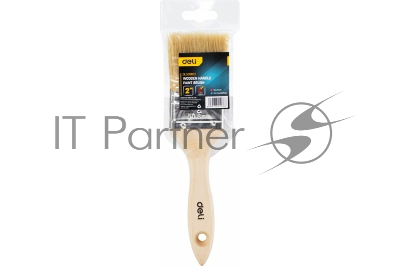 Кисть малярная с деревянной ручкой Deli DL509102 50мм Натуральная щетина