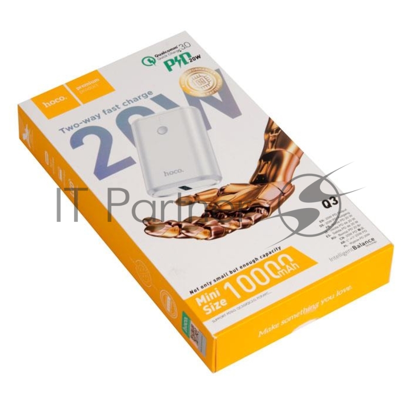 Внешний аккумулятор HOCO Q3 Mayflower быстрая зарядка QC3.0, PD20, USB-A 18W (10000mAh), белый