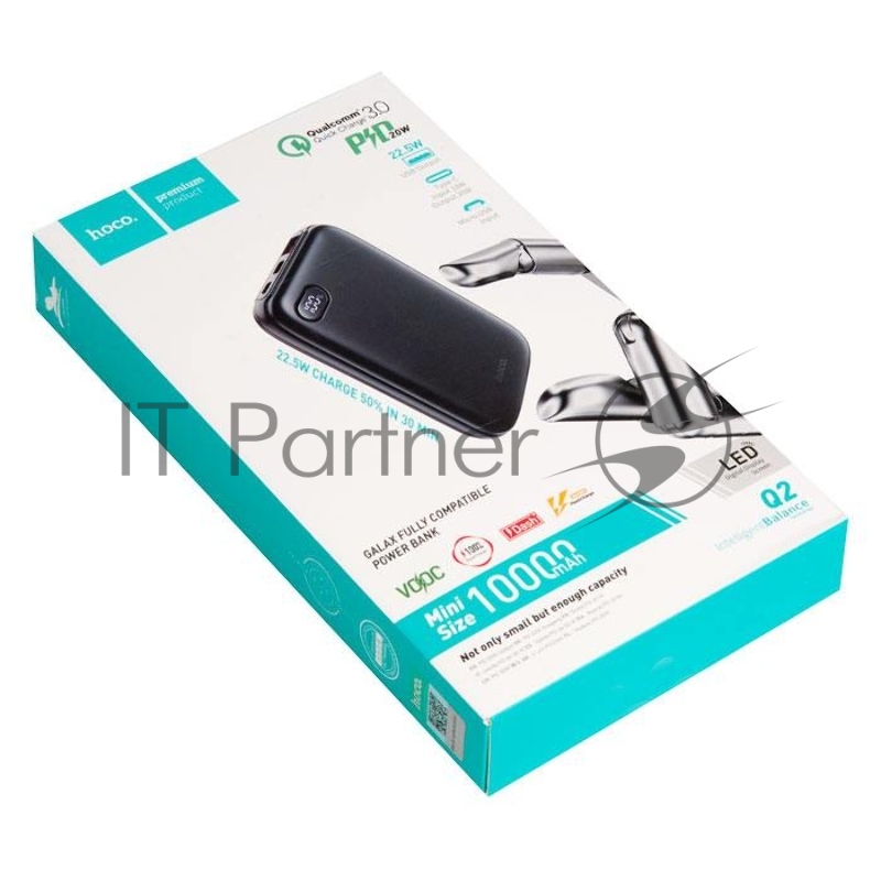 Внешний аккумулятор HOCO Q2 Galax быстрая зарядка QC3.0, PD20, USB-A 22,5W (10000mAh), черный