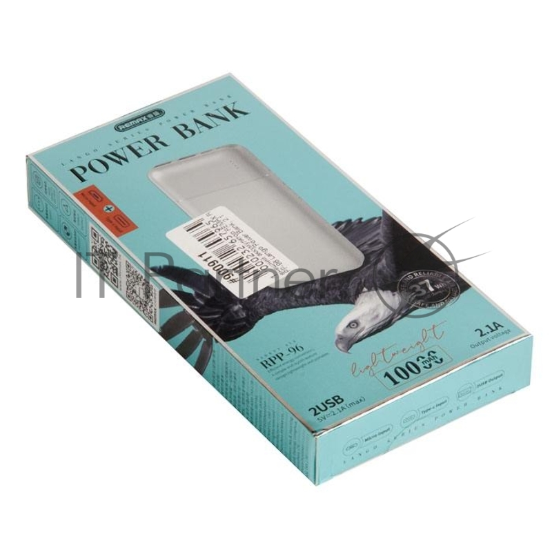 Внешний аккумулятор REMAX RPP-96 Lango Power Bank, 2.1A, (10000mAh), белый