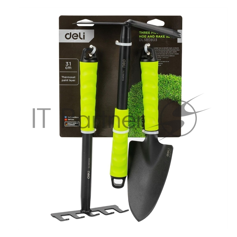 Набор лопата, мотыга, грабли Deli DL580803 Длина 31 см, защита от ржавчины и коррозии