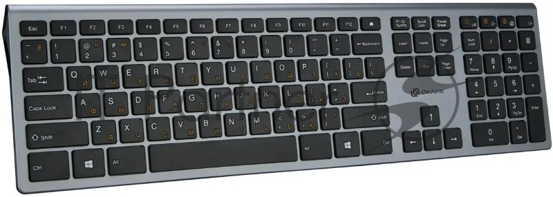 Клавиатура Оклик 890S серый/черный USB slim Multimedia