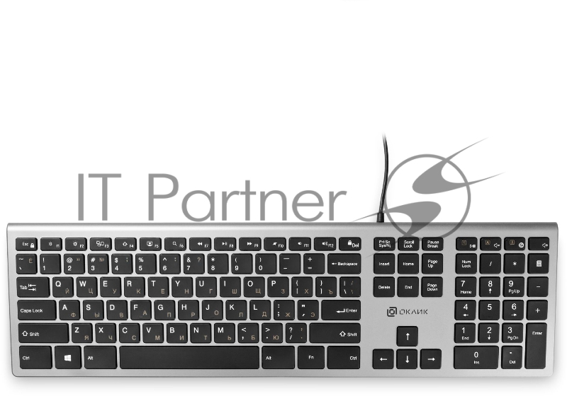 Клавиатура Оклик 890S серый/черный USB slim Multimedia