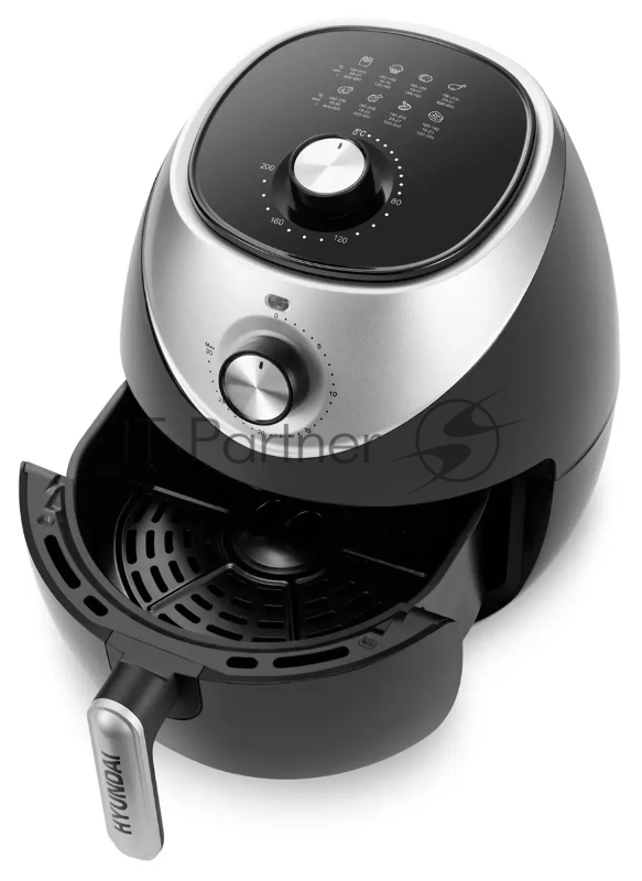 Аэрогриль Hyundai HYF-3456 1500Вт черный/серебристый