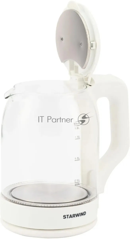Чайник электрический StarWind SKG1056, 2000Вт, белый и прозрачный