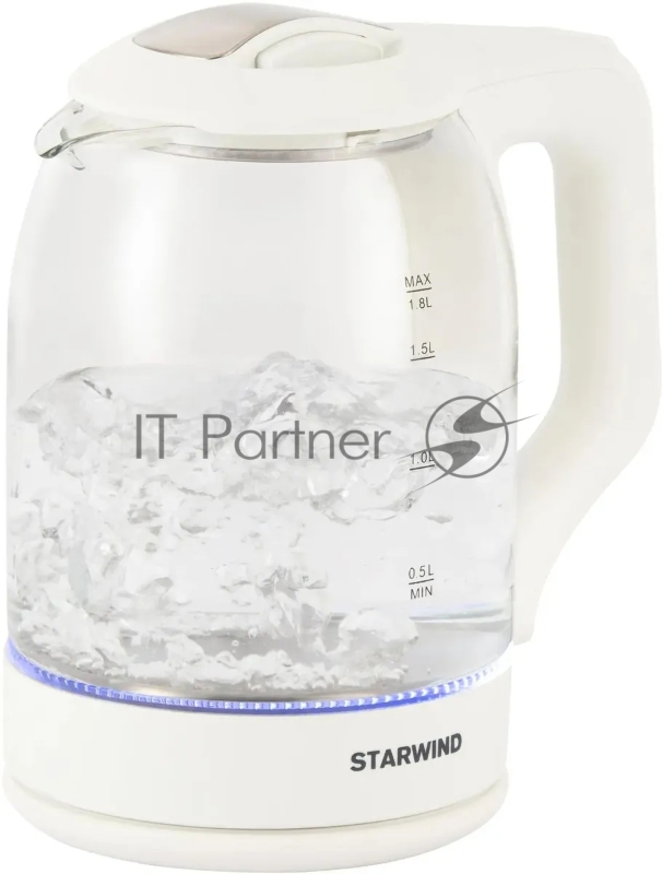 Чайник электрический StarWind SKG1056, 2000Вт, белый и прозрачный