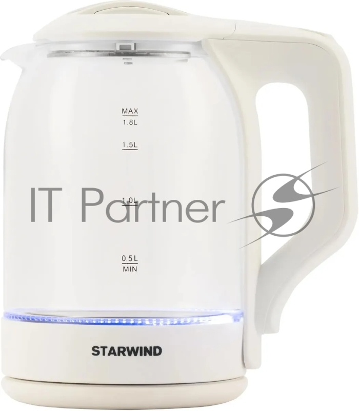 Чайник электрический StarWind SKG1056, 2000Вт, белый и прозрачный