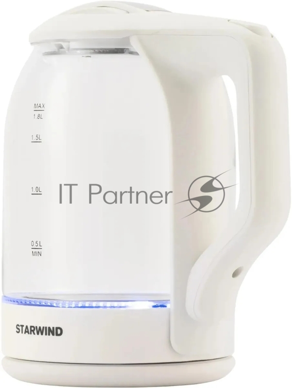 Чайник электрический StarWind SKG1056, 2000Вт, белый и прозрачный