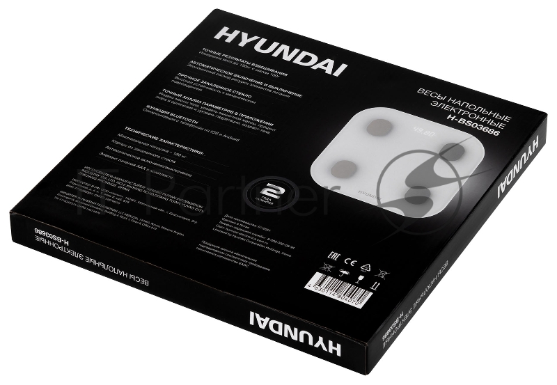 Весы напольные электронные Hyundai H-BS03686 макс.180кг белый