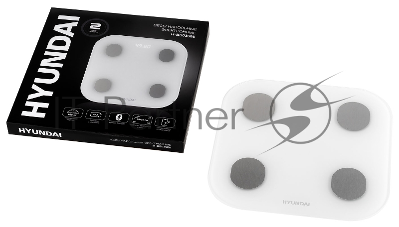 Весы напольные электронные Hyundai H-BS03686 макс.180кг белый