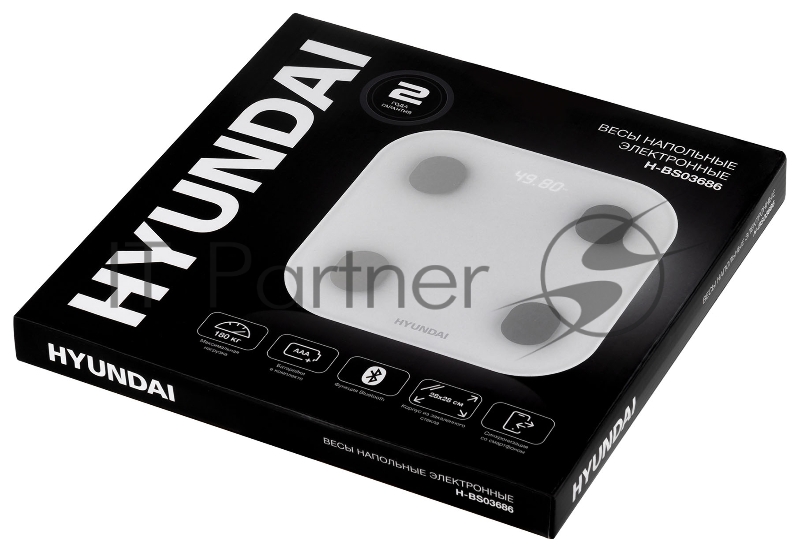 Весы напольные электронные Hyundai H-BS03686 макс.180кг белый