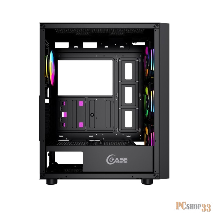 Корпус Powercase Alisio X4B, Tempered Glass, 4x 120mm 5-color fan, чёрный, ATX (CAXB-L4)