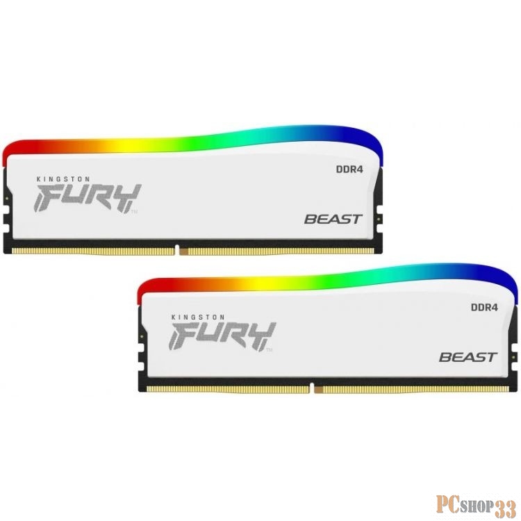 Модуль памяти DDR 4 DIMM 16Gb PC28800, 3600Mhz, Kingston FURY Beast White RGB SE CL17 (Kit of 2) (KF436C17BWAK2/16) (retail)