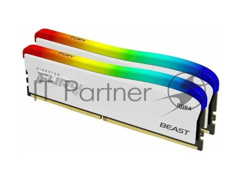 Модуль памяти DDR 4 DIMM 32Gb PC25600, 3200Mhz, Kingston FURY Beast White RGB SE (Kit of 2), CL16 (KF432C16BWAK2/32) (retail)