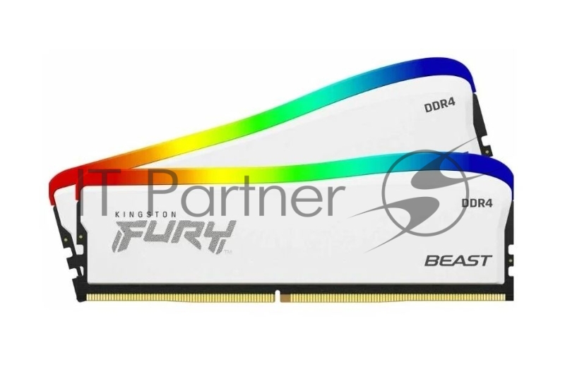 Модуль памяти DDR 4 DIMM 32Gb PC25600, 3200Mhz, Kingston FURY Beast White RGB SE (Kit of 2), CL16 (KF432C16BWAK2/32) (retail)