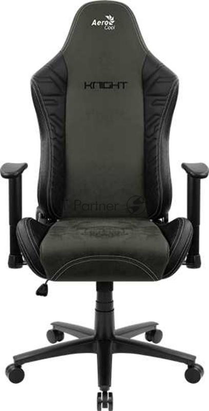Кресло игровое AEROCOOL KNIGHT FUZE DUSK Hunter Green, на колесиках, искусственная кожа/ткань, черный/зеленый