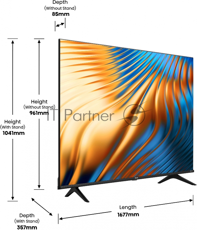 Телевизор LED Hisense 75 75A6BG черный 4K Ultra HD 60Hz DVB-T DVB-T2 DVB-C DVB-S DVB-S2 WiFi Smart TV