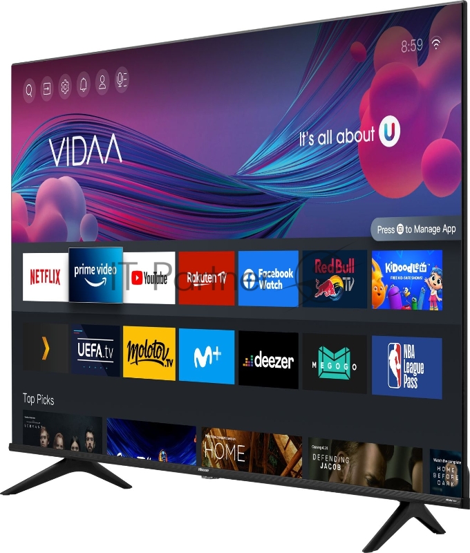 Телевизор LED Hisense 75 75A6BG черный 4K Ultra HD 60Hz DVB-T DVB-T2 DVB-C DVB-S DVB-S2 WiFi Smart TV