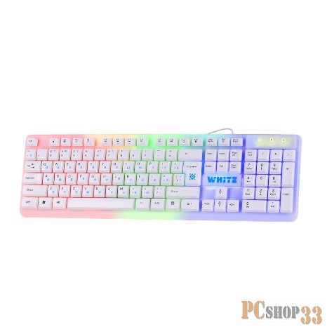 Проводная игровая клавиатура Defender White GK-172 RU,радуж. подсветка,104 кнопки