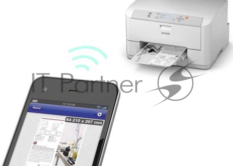 Принтер струйный Epson WorkForce Pro WF-M5190DW (монохромный, А4, печать 1200x2400dpi, 34ppm, 330л.,дуплекс,USB,Ethernet, Wi-Fi,картридж с чернилами на 2000 стр.)