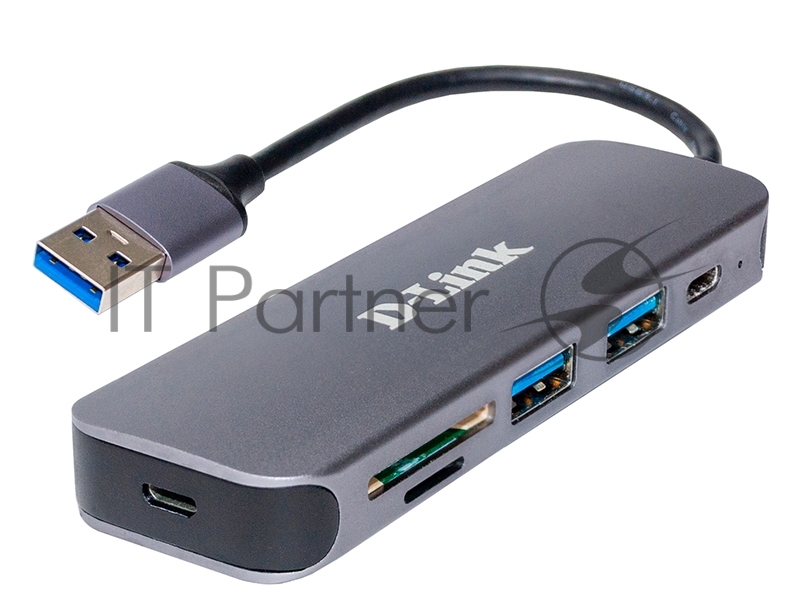Концентратор D-Link DUB-1325/A2A с 2 портами USB 3.0, 1 портом USB Type-C, слотами для карт SD и microSD и разъемом USB 3.0