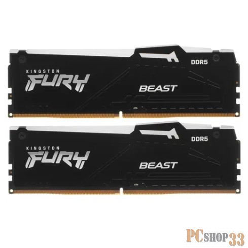 Модуль памяти DDR 5 DIMM 32Gb PC44800, 5600Mhz, Kingston FURY Beast Black RGB CL40 (Kit of 2) (KF556C40BBAK2-32) (retail)