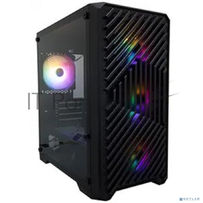 Корпус 1STPLAYER TRILOBITE T5 Black / mATX, TG / 4x120mm LED fans inc. / T5-BK-4F1