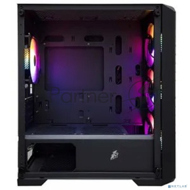 Корпус 1STPLAYER TRILOBITE T5 Black / mATX, TG / 4x120mm LED fans inc. / T5-BK-4F1