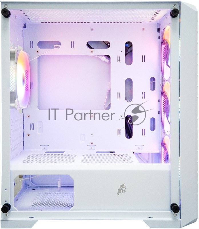 Корпус 1STPLAYER TRILOBITE T5 White / mATX, TG / 4x120mm LED fans inc. / T5-WH-4F1-W