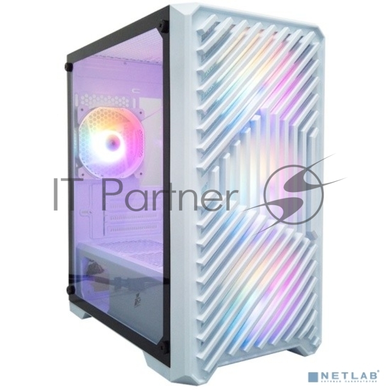 Корпус 1STPLAYER TRILOBITE T5 White / mATX, TG / 4x120mm LED fans inc. / T5-WH-4F1-W
