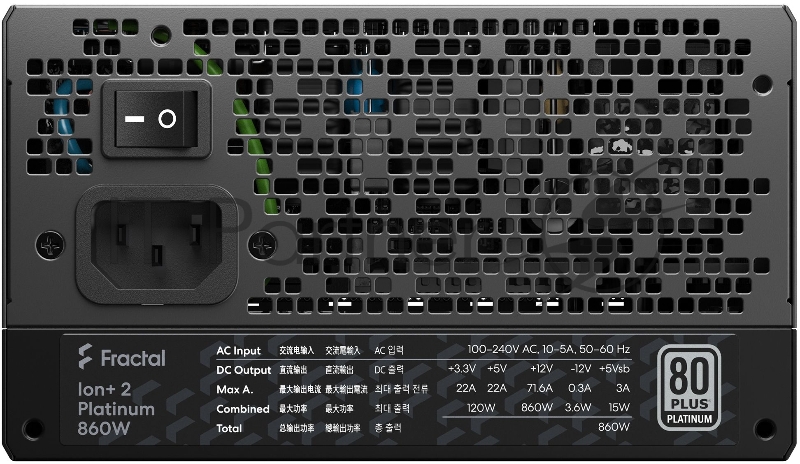 Блок питания Fractal Design ATX 850W ION+2 860 80+ platinum (24+4+4pin) APFC 140mm fan 10xSATA Cab Manag RTL