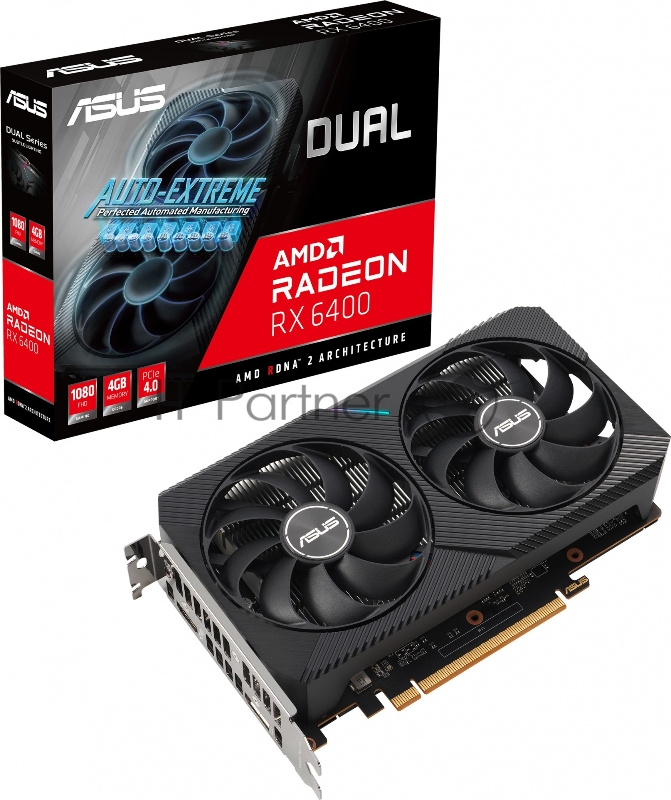 Видеокарта Asus PCI-E 4.0 DUAL-RX6400-4G AMD Radeon RX 6400 4096Mb 64 GDDR6 2039/16000 HDMIx1 DPx1 HDCP Ret