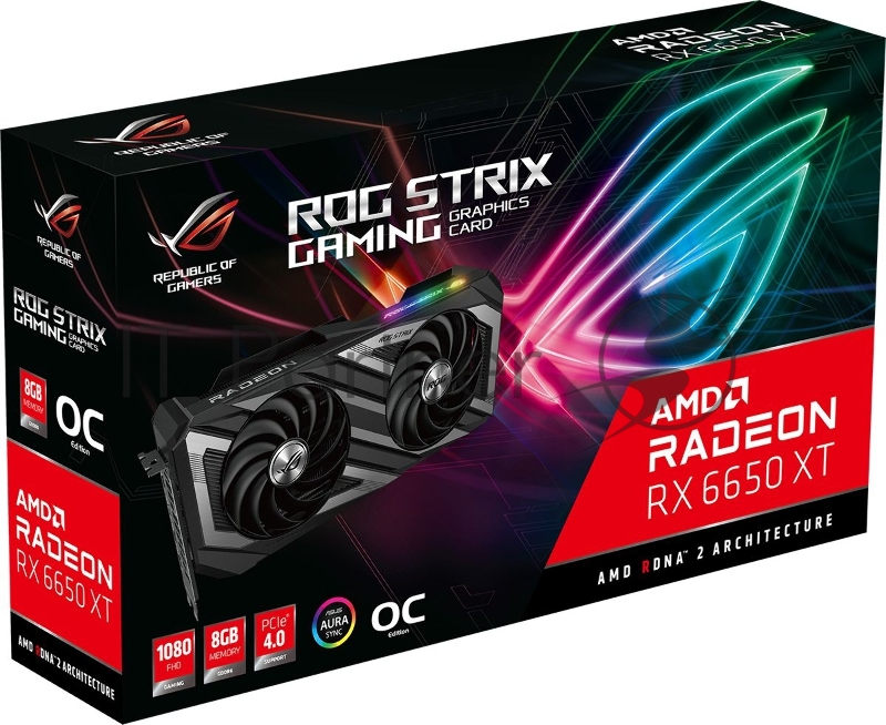 Видеокарта Asus PCI-E 4.0 ROG-STRIX-RX6650XT-O8G-GAMING AMD Radeon RX 6650XT 8192Mb 128 GDDR6 2382/16000 HDMIx1 DPx3 HDCP Ret