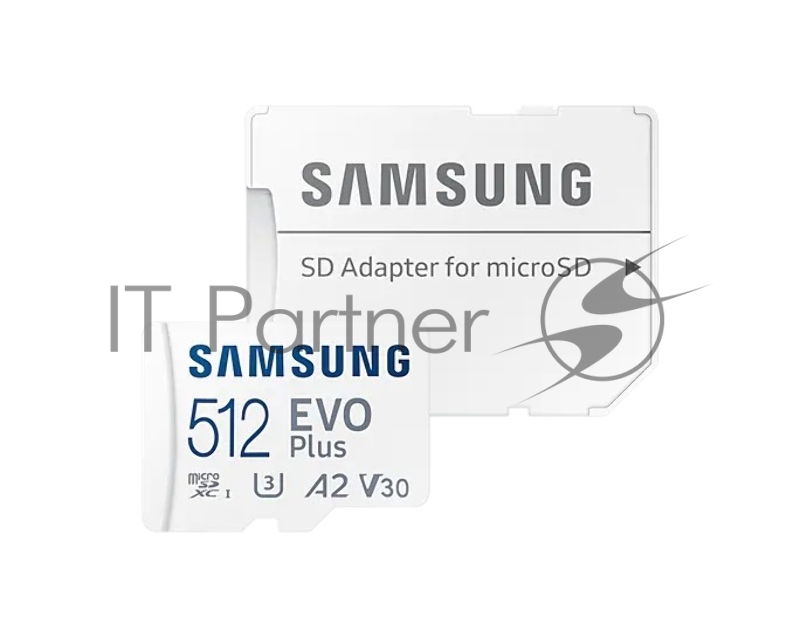 Флеш карта microSDXC 512GB Samsung Class 10, A2, V30, UHS-I (U3), R 130 МБ/с, <MB-MC512KA/APC> адаптер на SD