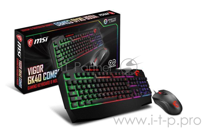 Клавиатура MSI Vigor GK40 Combo RU Gaming Keyboard with Mechanical like feel, 16.8M RGB lighting eff