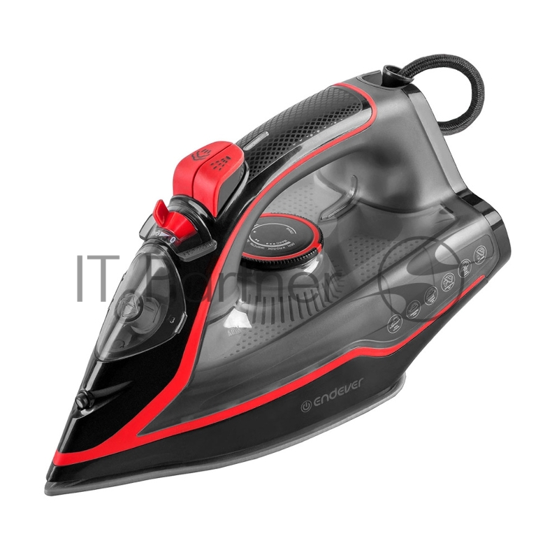 Утюг электрический Endever Delta-216, черный/красный, Мощность 2400 Вт, паровой удар 140 г/мин, бак 210 мл, 10 шт/уп