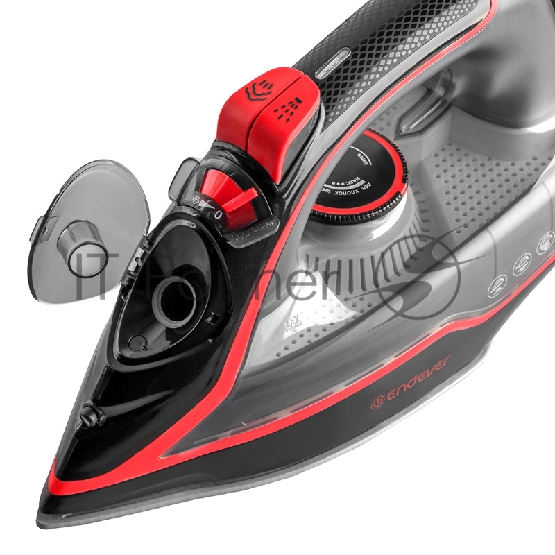 Утюг электрический Endever Delta-216, черный/красный, Мощность 2400 Вт, паровой удар 140 г/мин, бак 210 мл, 10 шт/уп