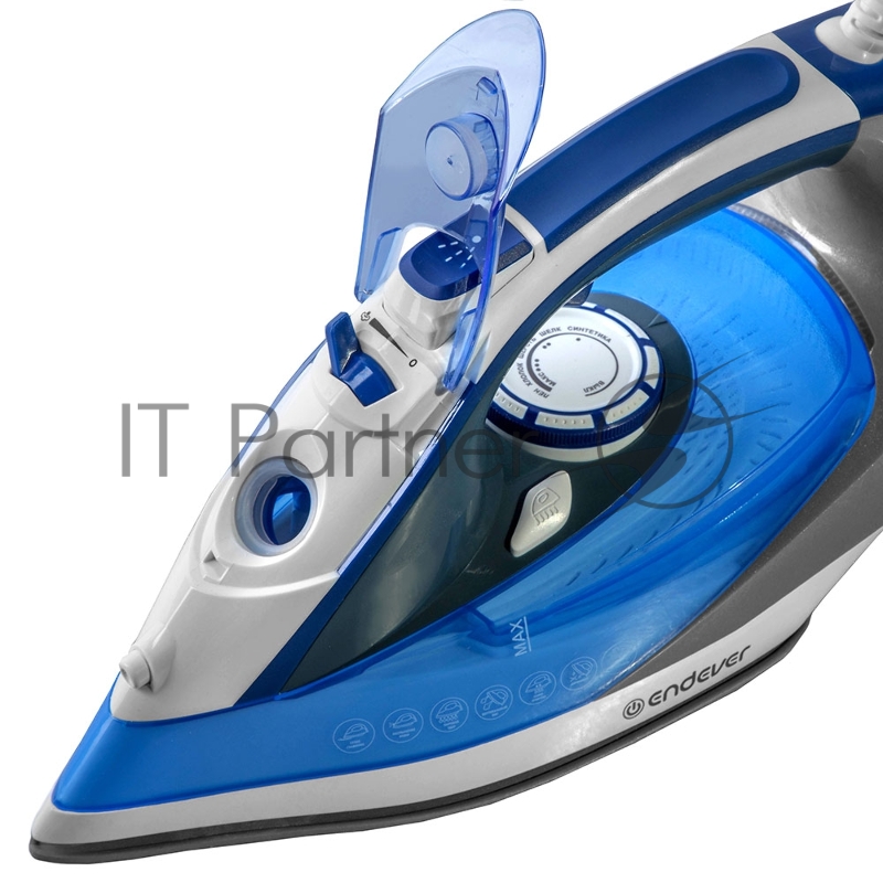 Утюг электрический Endever Delta-217, синий/белый, Мощность 2400 Вт, паровой удар 140 г/мин, бак 260 мл, 10 шт/уп.