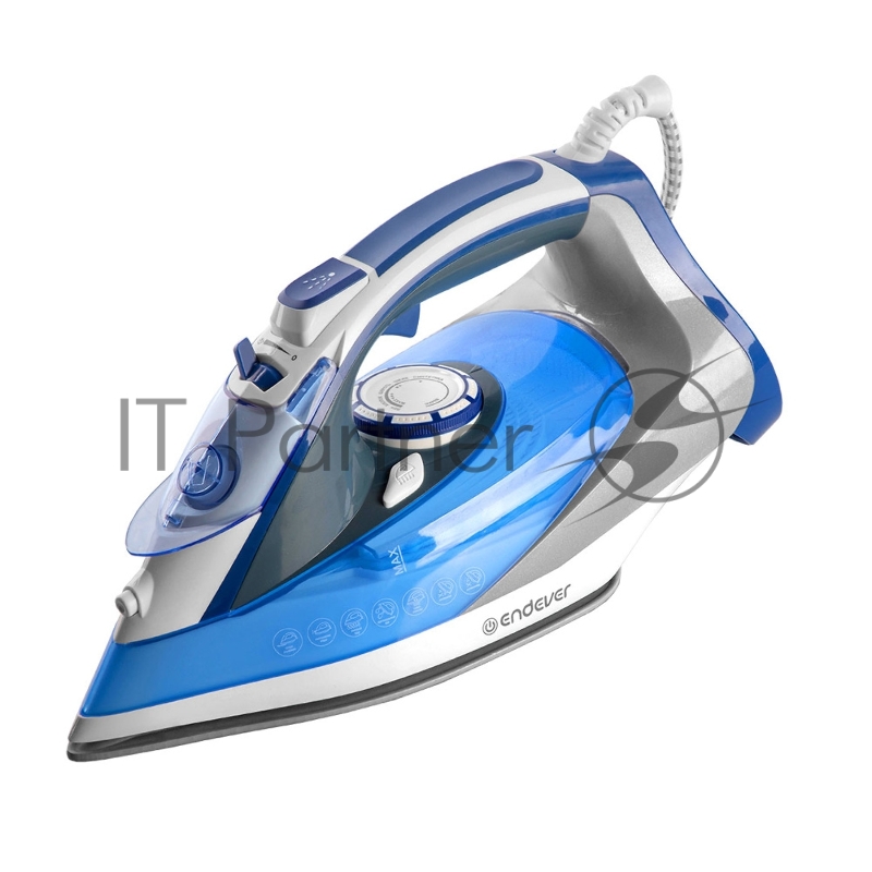Утюг электрический Endever Delta-217, синий/белый, Мощность 2400 Вт, паровой удар 140 г/мин, бак 260 мл, 10 шт/уп.