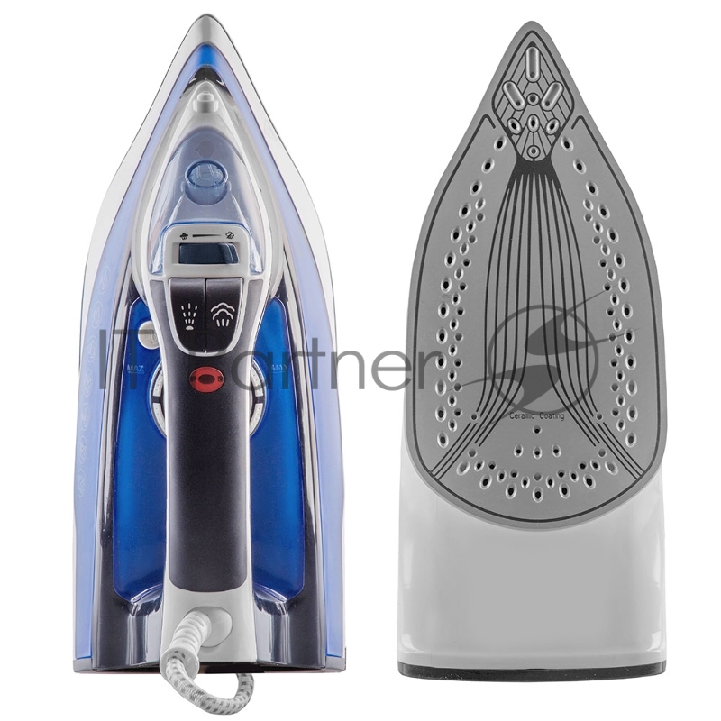 Утюг электрический Endever Delta-218, синий/белый, Мощность 2400 Вт, паровой удар 140 г/мин, бак 280мл, 10 шт/уп