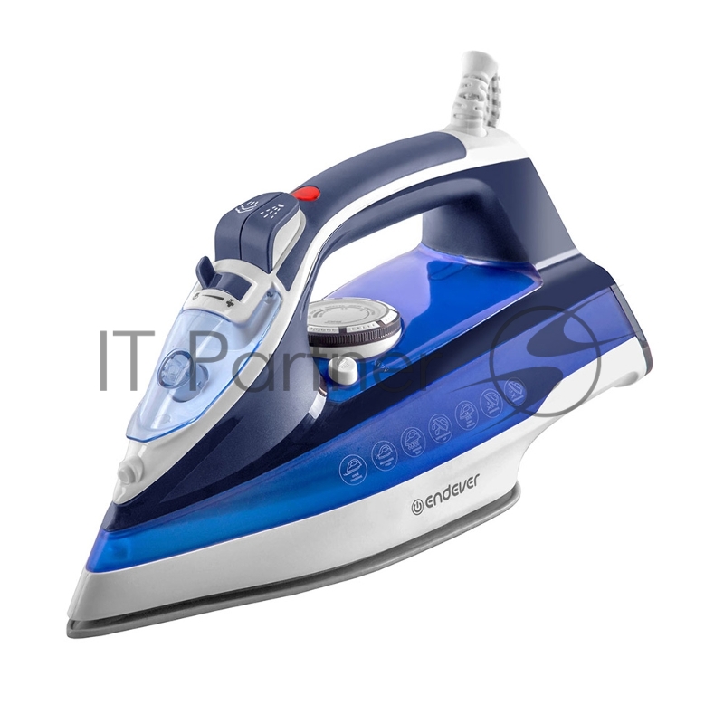 Утюг электрический Endever Delta-218, синий/белый, Мощность 2400 Вт, паровой удар 140 г/мин, бак 280мл, 10 шт/уп