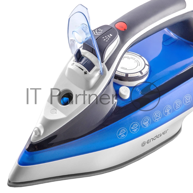 Утюг электрический Endever Delta-218, синий/белый, Мощность 2400 Вт, паровой удар 140 г/мин, бак 280мл, 10 шт/уп
