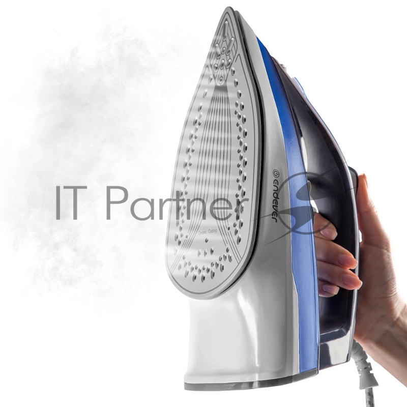 Утюг электрический Endever Delta-218, синий/белый, Мощность 2400 Вт, паровой удар 140 г/мин, бак 280мл, 10 шт/уп