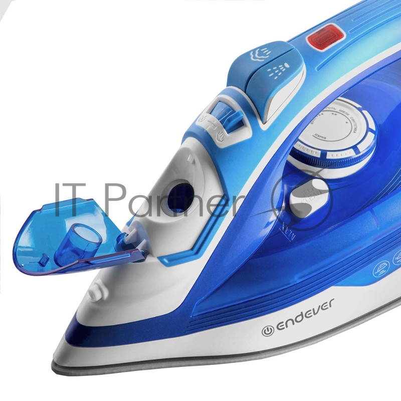 Утюг электрический Endever Delta-219, голубой/белый, Мощность 2400 Вт, паровой удар 140 г/мин, бак 300 мл, 10 шт/уп