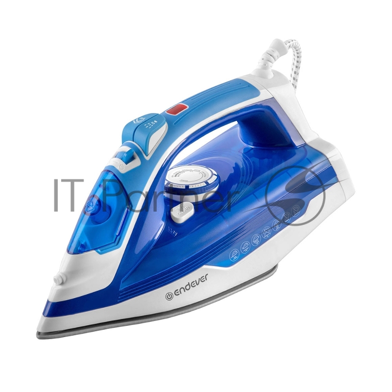 Утюг электрический Endever Delta-219, голубой/белый, Мощность 2400 Вт, паровой удар 140 г/мин, бак 300 мл, 10 шт/уп