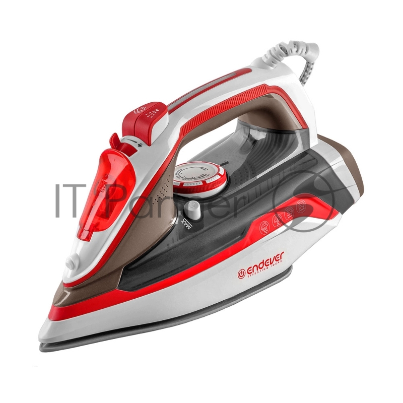 Утюг электрический Endever Delta-223, красный/белый, Мощность 2400 Вт, паровой удар 140 г/мин, бак 300 мл, 10 шт/уп