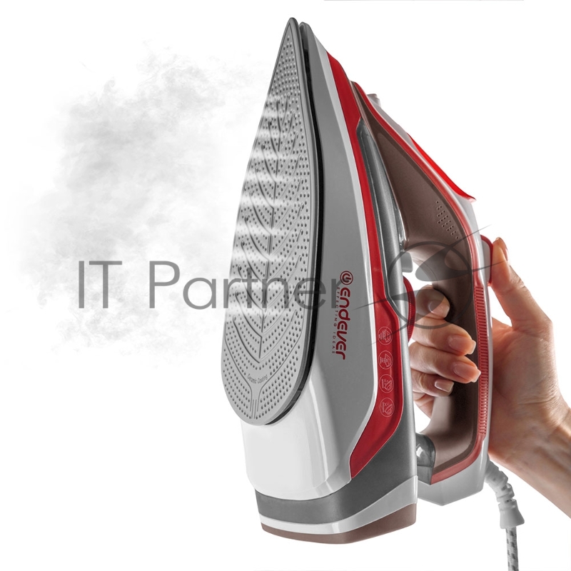 Утюг электрический Endever Delta-223, красный/белый, Мощность 2400 Вт, паровой удар 140 г/мин, бак 300 мл, 10 шт/уп