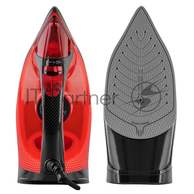 Утюг электрический Endever Delta-224, красный/черный, Мощность 2400 Вт, паровой удар 140 г/мин, бак 320 мл, 10 шт/уп