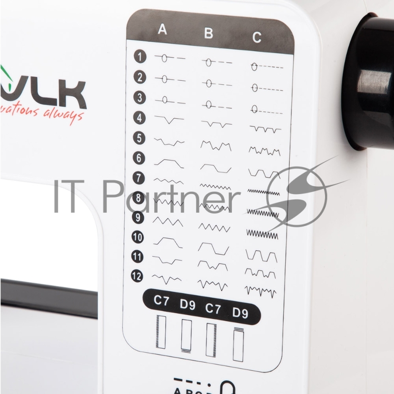 Швейная машина VLK Napoli 2750, мощ. 9W,черн./бел., 38 видов строчки, обработка петли для пуговиц, регулировка длины стежка, LED-подсветка, 4 шт/уп